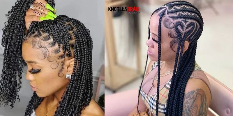 Short Knotless Braids with Curly Ends