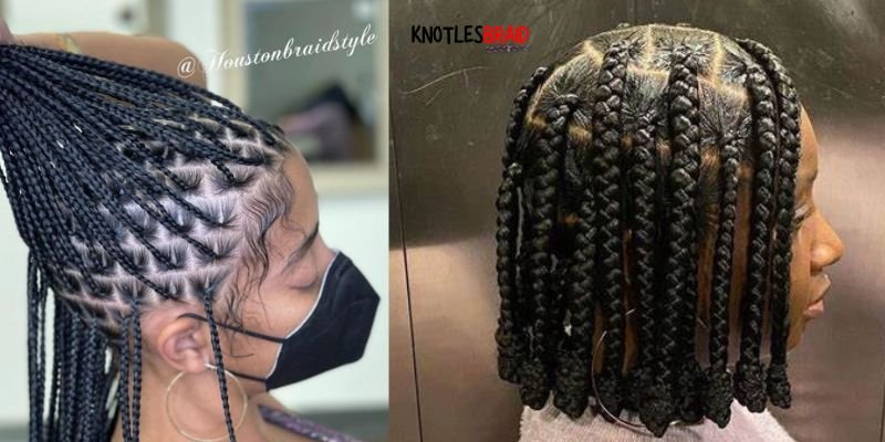 Short Knotless Braids with Beads