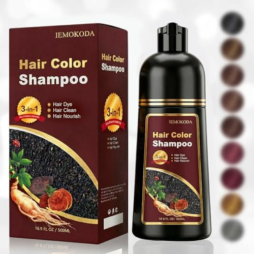Dark Wine Red Hair Dye Shampoo 3 in 1 Gray