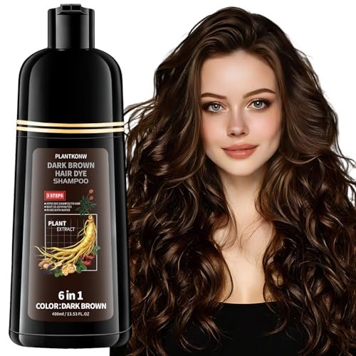 Plantkonw Dark Brown Hair Dye Shampoo, 6 In 1 Gray
