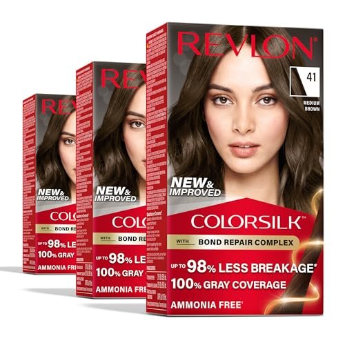 Revlon ColorSilk with Bond Repair Hair Color, 41 Medium...