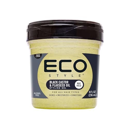 Eco Style Black Castor and Flaxseed Oil styling gel.