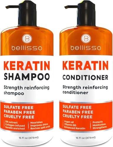 Keratin Shampoo and Conditioner Set - Sulfate Free...