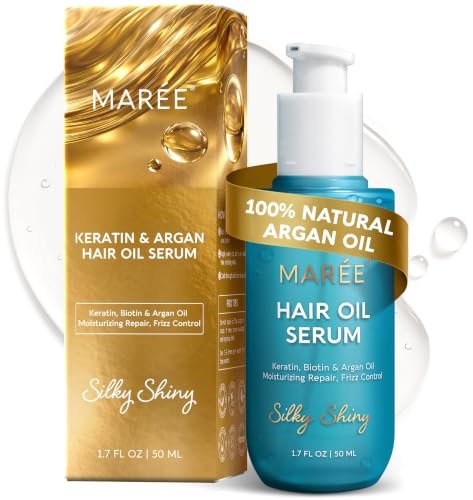 MAREE Hair Oil for Frizzy Hair with Argan Keratin Biotin
