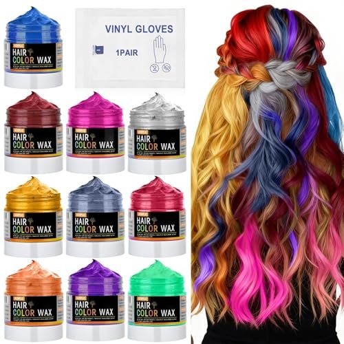 10Pcs Temporary Hair Color Wax for Christmas Party DIY Hair