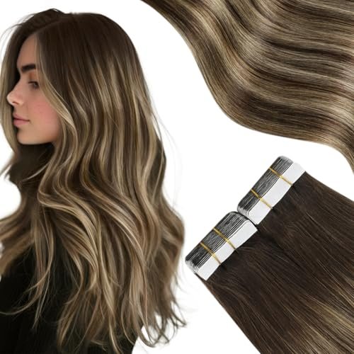 Moresoo Tape in Hair Extensions Real Human Ombre 16 Inch