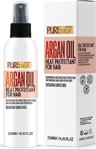 Moroccan Argan Oil Heat Protectant Spray for all hair types.