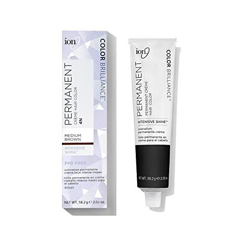 Ion Permanent Creme Hair Color 4N Medium Brown, Vegan