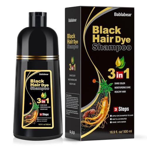 Bablabear Black Hair Dye Shampoo for Gray Hair Coverage.