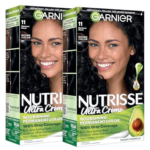 Garnier Nutrisse Ultra Crème Hair Color, Permanent Blackest...